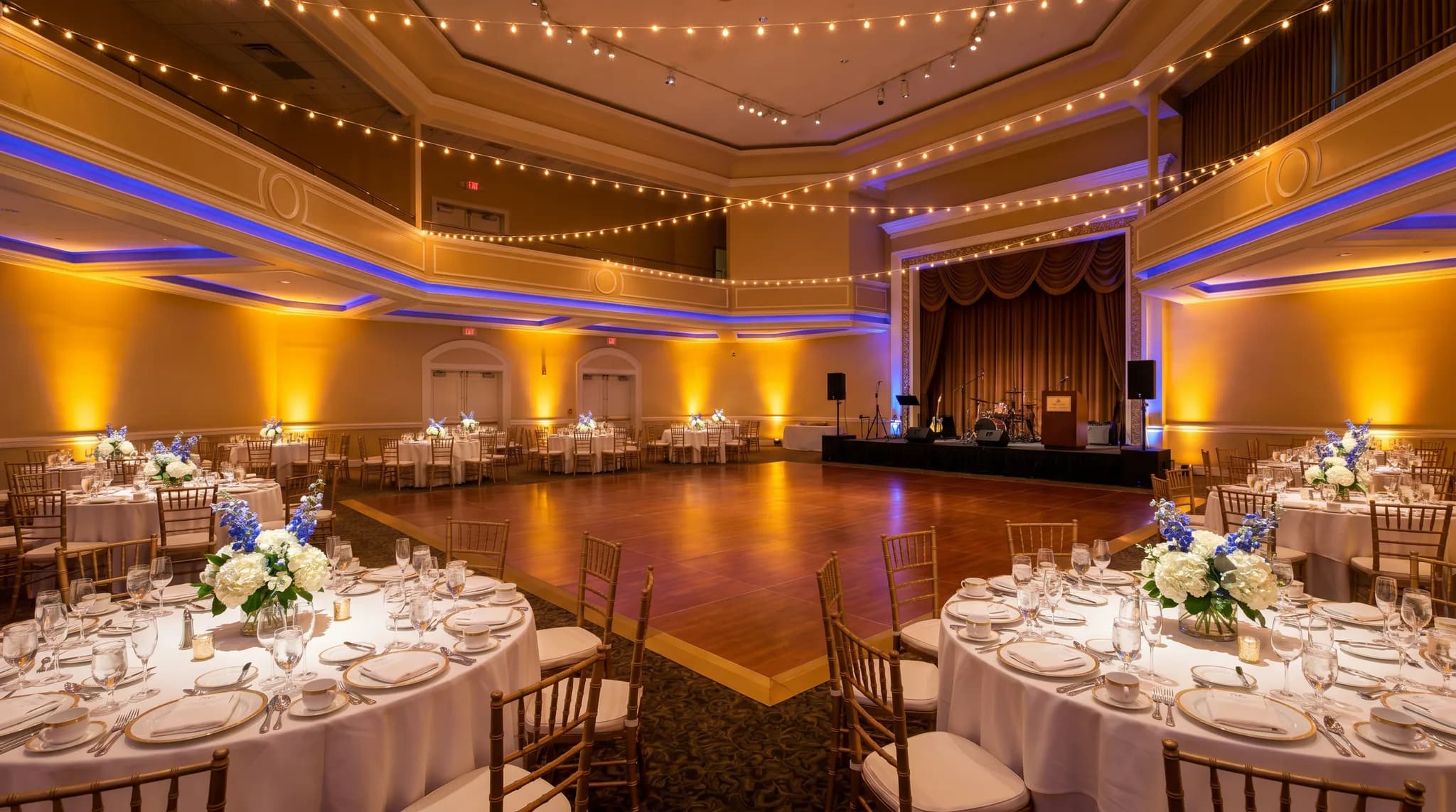 The Downtowners clubhouse hall set up for a celebration